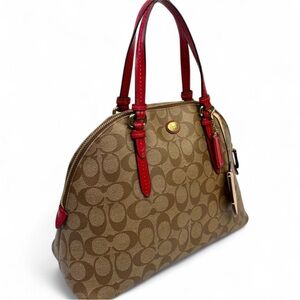 Coach Peyton Signature Cora Dome Coated Canvas Satchel Bag Creed N° G1581 F24606